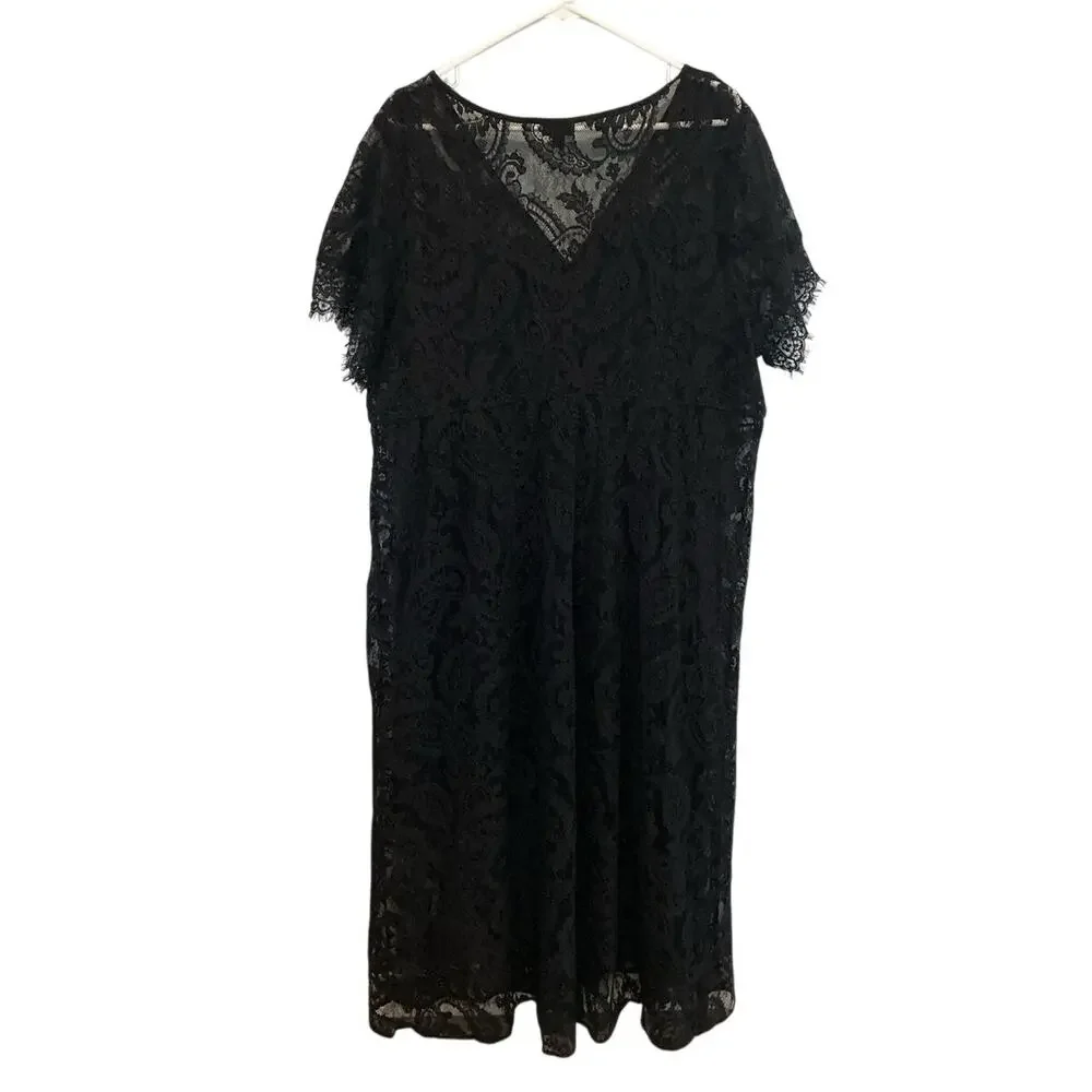 Torrid Womens Button Front Maxi Dress Black Lace Goth Vampire Whimsigoth 3X 3 - Picture 7 of 9
